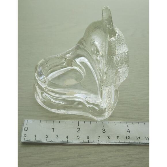 GLASS TEA LIGHT-PARTYLITE-Dolphin Jumping Over Wave-Clear Glass - Picture 7 of 8